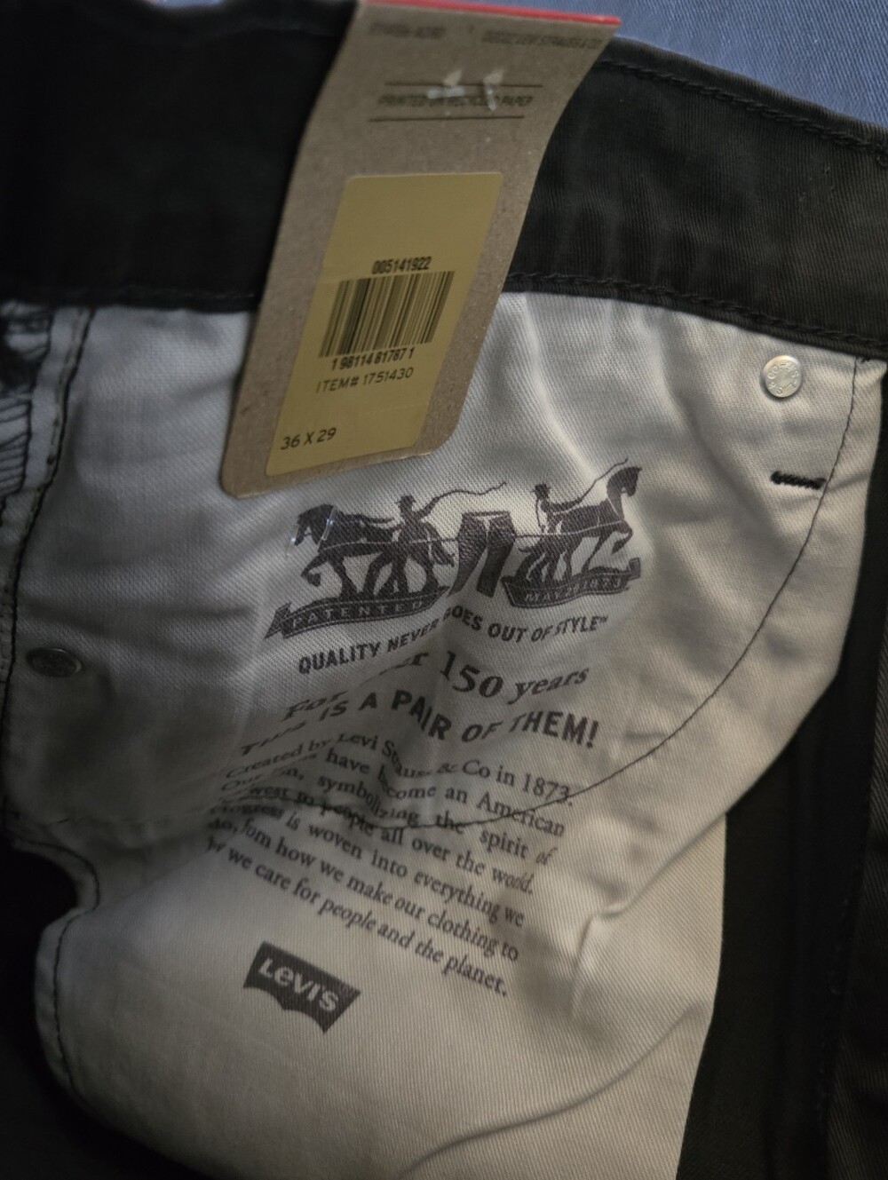 Levi's 514 Straight Fit Men Jeans 36x29 Dark Gray Stretch Pants 005141922 NWT - Picture 6 of 8